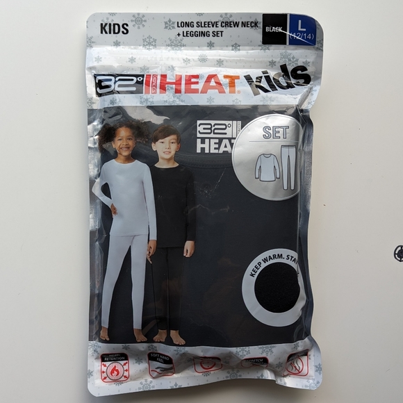 32 Degrees Matching Sets Nwt 32 Degrees Heat Kids Black Thermal